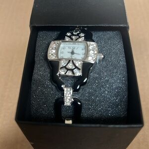 A Franz Xavier Art Deco Style Black Enamel Watch New